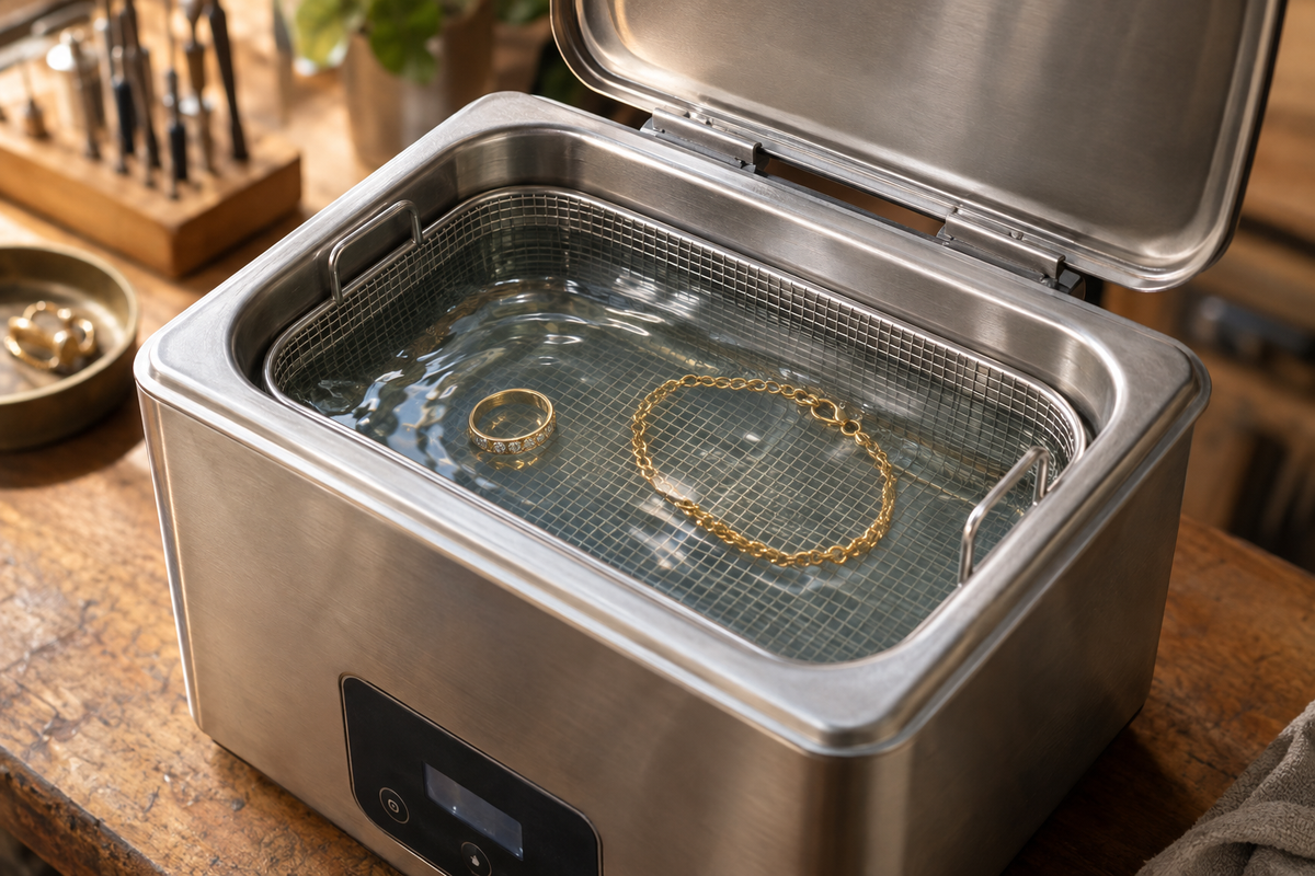Jewellery in a professional ultrasonic cleaner